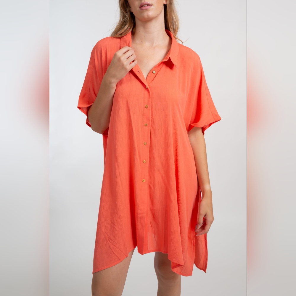 [M] Oversized NWT Koy Resort Miami Big Shirt Beach Dress in Orange